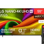 إل جي شاشة سمارت، 55 بوصة، دقة 4K، ريموت ماجيك، 55NU840B6LA - اسود