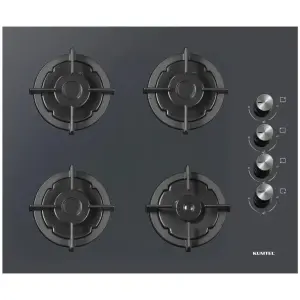 كومتيل مسطح بلت إن، غاز، 60 سم، 4 شعلة، امان كامل، زجاج، C6-40BTF-Anthracite Glass - اسود