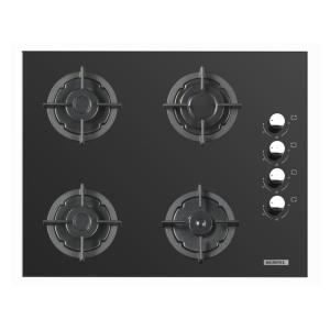 كومتيل مسطح بلت إن، غاز، 60 سم، 4 شعلة، امان كامل، زجاج، C6-40BTF-Magic Glass - اسود