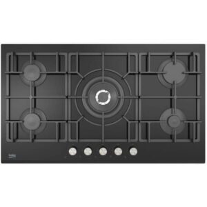 Beko Electric Hob, 90cm, 5 Burners, Glass, Full Safety, 13424 - Black
