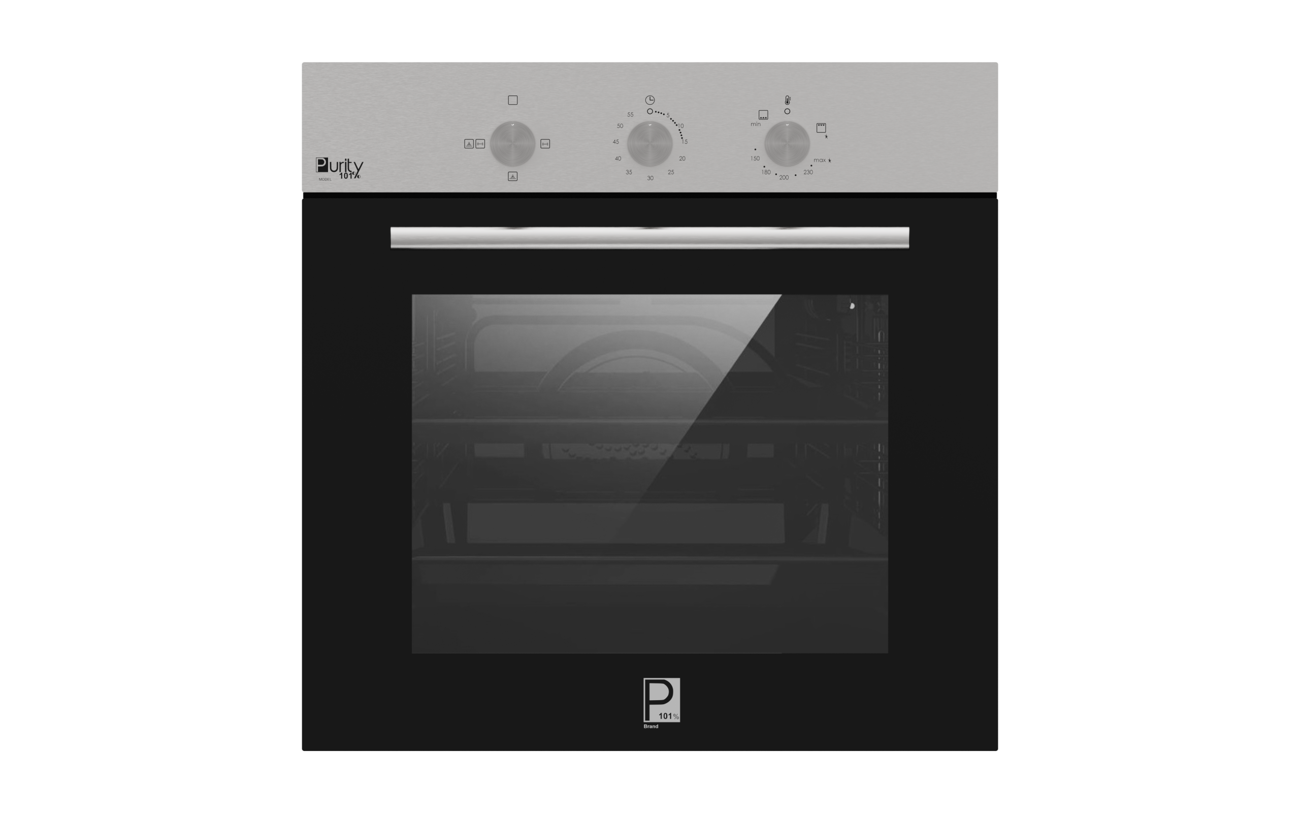 بيورتي فرن بلت إن، غاز، 60سم، 65 لتر، ديجيتال، مروحة تبريد، OPT601GG - فضي