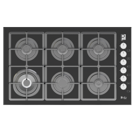 Purity Built-in Gas Hob, 90 cm, 6 Burners, HPT903G - Black