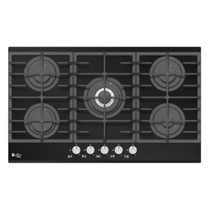 Purity Built-in Gas Hob, 90 cm, 5 Burners, Heavy Duty Hob Supports, HPT906G - Black