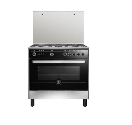 Lagermania Gas Cooker, 90x60cm, 5 Burners, 9N10GUB1X4AWW - Silver Black