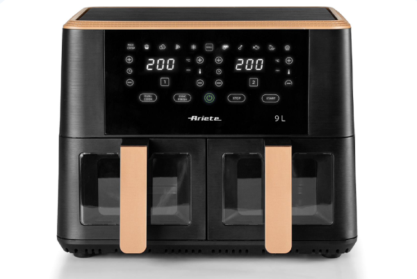 اريتي قلاية مزدوجة، 2400 وات، 9 لتر، درج شفاف، 4631 - روز جولد