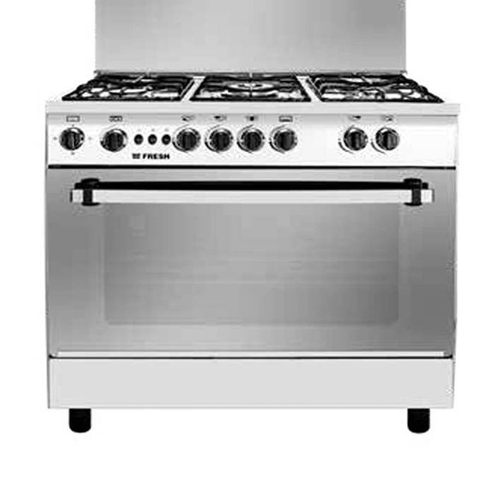 فريش بوتاجاز، 5 شعلة، 60×90 سم، جامبو، مروحة، 2 مفتاح، شواية كهرباء، 20243 - فضي