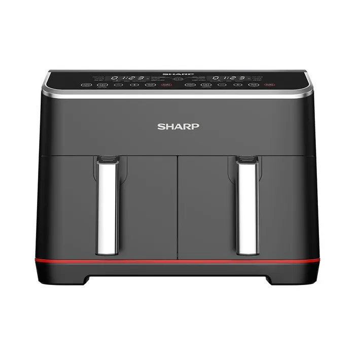 شارب قلاية هوائية، 8 لتر، 1800 وات، ديجيتال، ستانلس، 2 درج، KFDF80RTEK2 - اسود