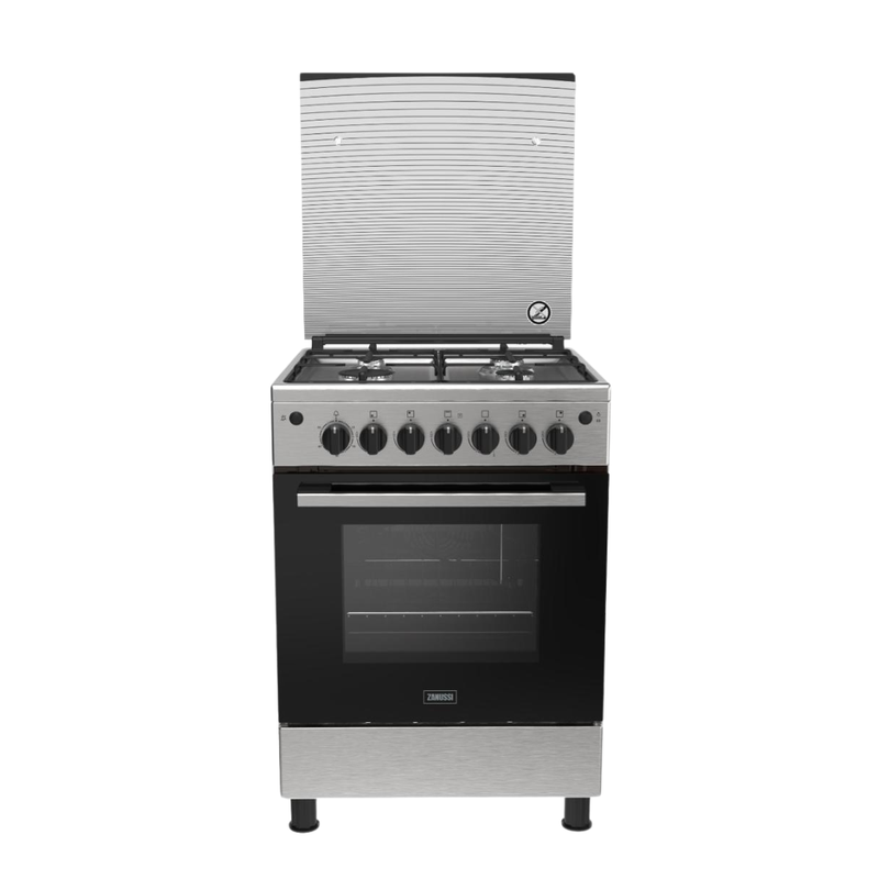 زانوسي بوتاجاز ستيل بلس، 4 شعلة، ستانلس، مروحة، امان، ZCG622A6XB - اسود